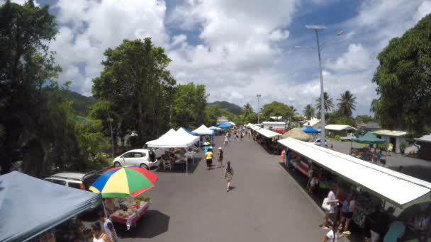 Pemandangan Udara Pasar Punanga Nui Avarua Kepulauan Cook Rarotonga — Stok Video