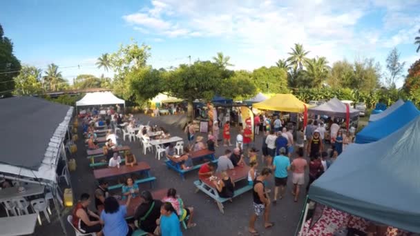 Flygfoto Muri Natt Marknaden Rarotonga Cooköarna — Stockvideo