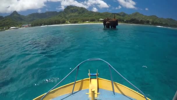Schipbreuk Avarue Raratonga Cookeilanden — Stockvideo