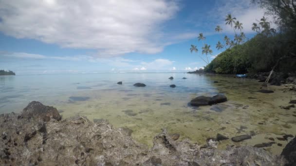 Time Lapse Paisaje Vista Del Islote Taakoka Atardecer Laguna Muri — Vídeos de Stock