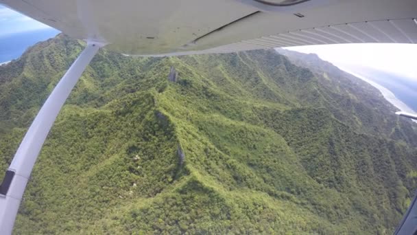 Flygfoto Rarotonga Cooköarna Som Vacker Flygning Från Ett Litet Plan — Stockvideo