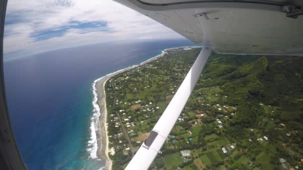 Пташиного Польоту Rarotonga Острова Кука Вид Мальовничі Рейс Невеликий Літак — стокове відео