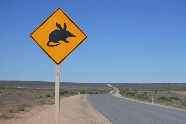 Attenzione al cartello stradale Hopping Mice in Australia Occidentale — Foto Stock