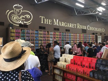 Customers at The Margaret River Chocolate company in Perth Weste clipart