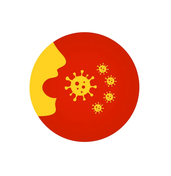 Vektor Ett Mänskligt Ansikte Porslinsflagga Som Sprider Influensavirus Över Hela — Stock vektor
