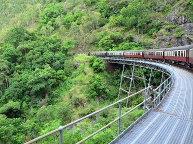 Queensland, Avustralya 'nın tropikal kuzeyindeki Manzaralı Demiryolu gezisi. İnsan yok. Boşluğu kopyala