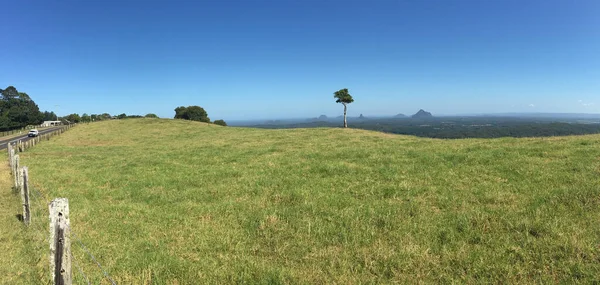 Vue Panoramique Sur Les Glass House Mountains Une Destination Touristique — Photo