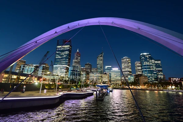 Perth Financial District Skyline View Elizabeth View Elizabeth Quay Pedestrian — Stock Photo, Image