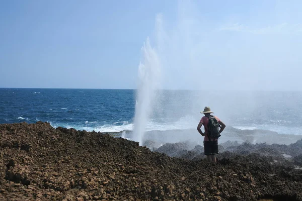 Australan Při Pohledu Carnarvon Blowholes Korálovém Pobřeží Západní Austrálie — Stock fotografie