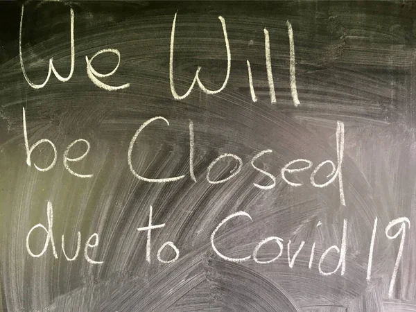 Closed Due Covid Message Written Handwriting Chalkboard — Stock Photo, Image