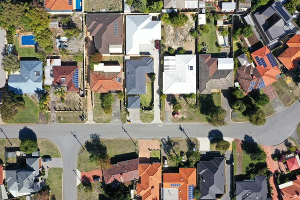 Vista Aérea Paisagem Drone Casas Bairro Bastante Suburbano Perth Oeste — Fotografia de Stock
