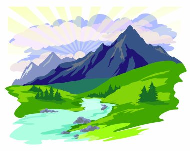 manzara gökyüzü güneş river çim ağaç dağ