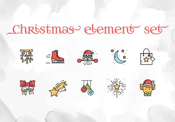 Ensemble Élément Noël Icônes Colorées Pour Noël — Image vectorielle
