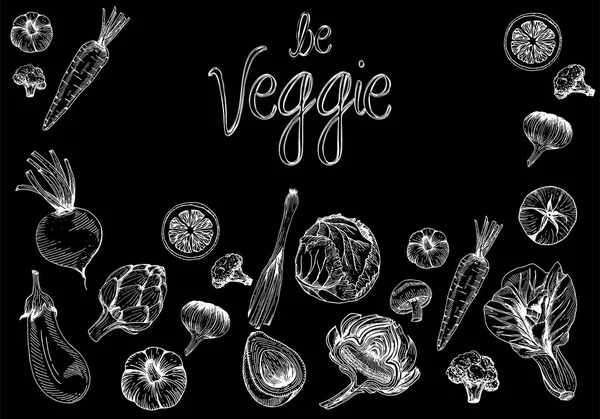 Vegetariano Ilustración Verduras — Archivo Imágenes Vectoriales