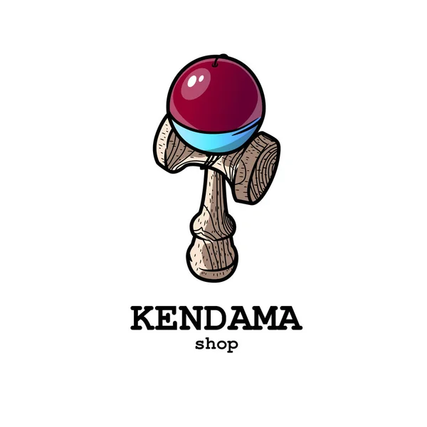 Яркий Современный Логотип Магазина Кендам Японская Игрушка Дерева — стоковый вектор
