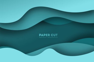 Kağıt kesiği arka plan. Soyut gerçekçi kağıt kesimi dekorasyonu mukavva dalgalı katmanlarla desenlendirilmiş. 3D topoğrafya rahatlaması. Oyma sanatı. Vektör çizimi. Kapak malzeme tasarım şablonu. 10 saniye.