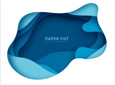 Kağıt sanatı karikatürü soyut dalgalar gerçekçi moda zanaat tarzında. Modern origami tasarım şablonu. Projeleriniz için ilham ya da fikir edinin. Vektör çizimi. 10 saniye.