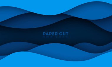 Kağıt kesiği arka plan. Soyut gerçekçi kağıt kesimi dekorasyonu mukavva dalgalı katmanlarla desenlendirilmiş. 3D topoğrafya rahatlaması. Oyma sanatı. Vektör çizimi. Kapak malzeme tasarım şablonu. 10 saniye.