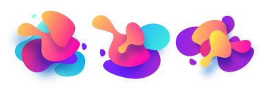 Sıvı renk rozetleri ayarlandı. Soyut şekiller, kompozisyon. Eps10 vektör çizimi