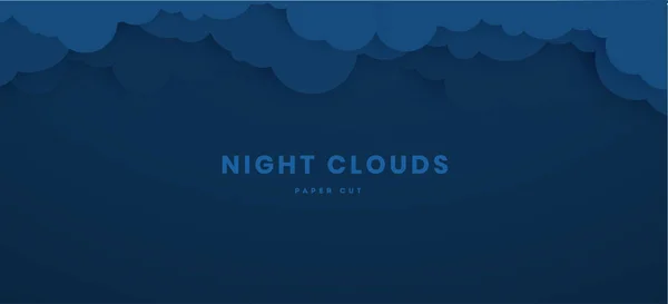 Border of blue paper cut clouds for design with. Paper cut, paper craft art style, vector illustration