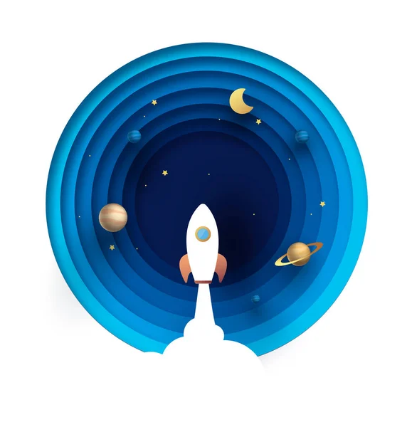 Flat Design Business Startup Launch Concept Rocket Icon — Stock Vector