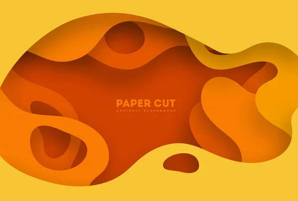 Gelber Hintergrund mit Formen aus Papier. Vektorillustration. 3D abstrakte Schnitzkunst. — Stockvektor