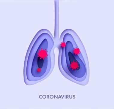 Koronavirüsü durdurun. Coronavirus insan ciğerlerine bulaştı. Coronavirus 'a karşı savaş. Koronavirüs tehlikesi ve halk sağlığı riski. Pandemik tıbbi konsept. Vektör simgesi pankartı.