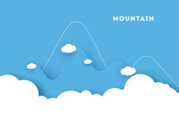 Illustration vectorielle de style de papier de montagne bleu . — Image vectorielle