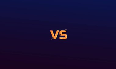 Turuncu çokgen, logoya karşı spor ve dövüş müsabakaları için harfler. Battle vs maç, oyun konsepti rekabetçi vs. Vector illüstrasyon