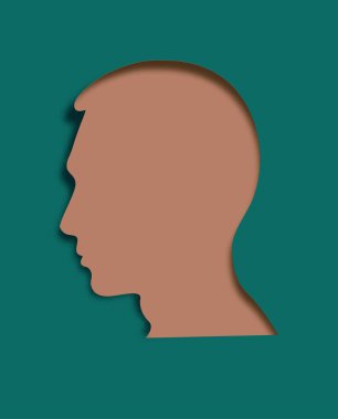 Erkekler kağıt kesme profili ile karşı karşıya