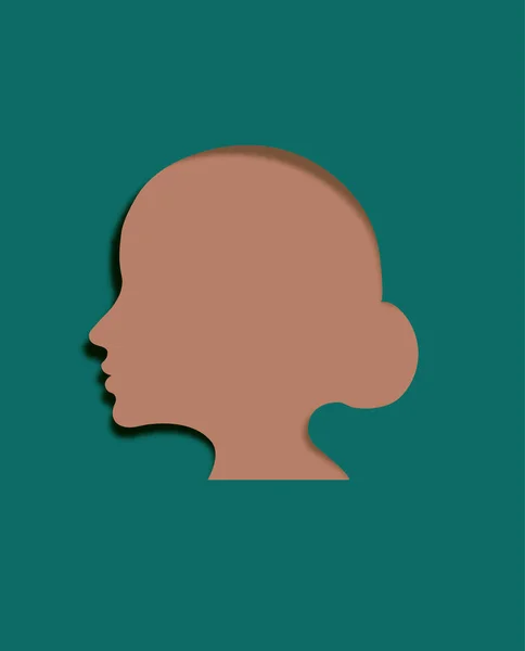 Jonge Vrouw Hoofd Silhouet Met Stijlvolle Afrikaanse Nationale Hoofdtooi — Stockvector