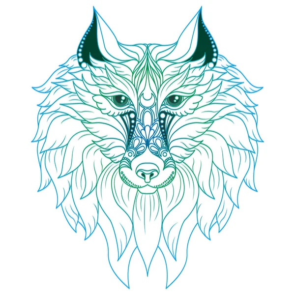 Ethnisches Totem Des Wolfs Detailreich Verziert Handgezeichnetes Tier Grafischen Boho — Stockvektor