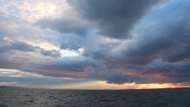 1920X1080 Fps Nice Rain Clouds Sky Excellent Sea Waves Seascape — стоковое видео