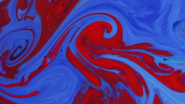 1920X1080 Fps Very Nice Abstract Blue Red Color Painting Liquid — Stock Video