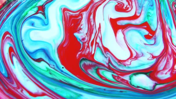 Slow Motion Macro Abstraistic Patriostic Oil Surface Moving Surface Liquid — стоковое видео
