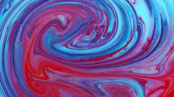 Slow Motion Macro Abstraistic Patriostic Oil Surface Moving Surface Liquid — стоковое видео