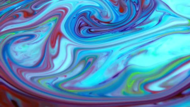 1920 1080 Fps とても素敵な抽象的なパターン芸術概念油面表面の液体塗料テクスチャの動画 — ストック動画