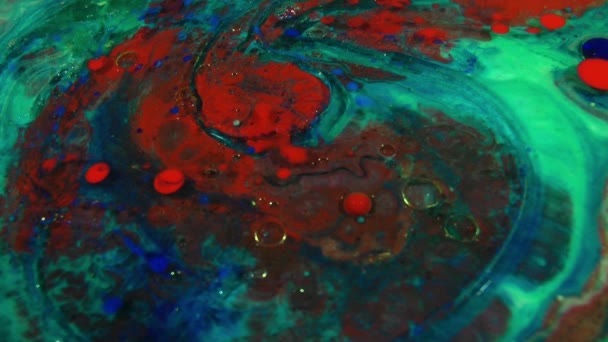 Slow Motion Macro Abstraistic Artistic Oil Surface Moving Surface Liquid — стоковое видео
