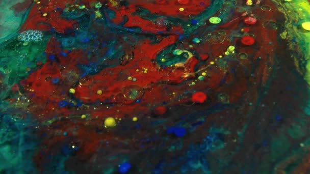 Slow Motion Macro Abstract Pattern Artistic Concept Oil Surface Moving — Stock Video