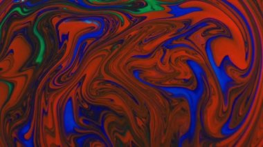 Ağır çekim makro soyut desen sanatsal kavram petrol yüzey sanat tasarım sıçramasına yüzey sıvı boya hareketli