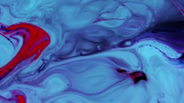 Bu stok video boya karışımı içinde köpüren sıvı boyalar renkli karışımı bulunmaktadır. Kalın karışımı yavaş yavaş şaşırtıcı bir tasarım oluşturmak hareket ediyor. Bazı görünür renk mavi, kırmızı ve beyaz içerir. 