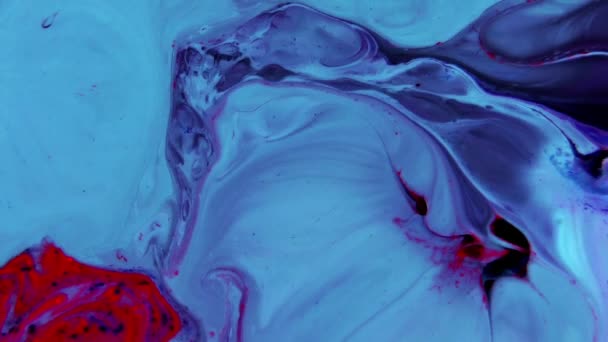 这个股票视频的特点是一个丰富多彩的混合液体颜料起泡内的油漆混合物 浓稠的混合物慢慢地移动 形成了令人惊叹的设计 某些可见颜色包括蓝色 红色和白色 — 图库视频影像