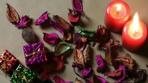 1920X1080 Full Sehr Schönes Kerzenlicht Und Rosenansichten Video — Stockvideo
