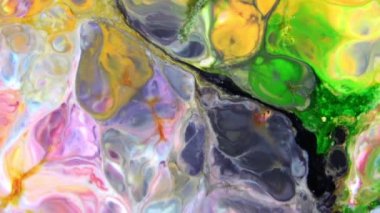 Ağır çekim makro soyut desen sanatsal kavram petrol yüzey sanat tasarım sıçramasına yüzey sıvı boya hareketli