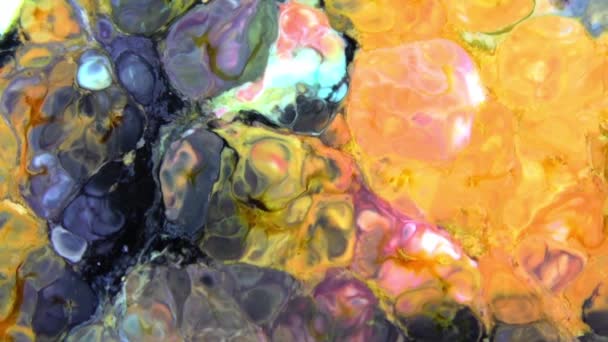 Slow Motion Macro Abstracte Patroon Artistiek Concept Olie Oppervlak Bewegen — Stockvideo