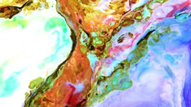 Ağır çekim makro soyut desen sanatsal kavram petrol yüzey sanat tasarım sıçramasına yüzey sıvı boya hareketli