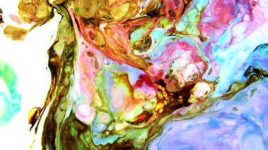 Ağır çekim makro soyut desen sanatsal kavram petrol yüzey sanat tasarım sıçramasına yüzey sıvı boya hareketli