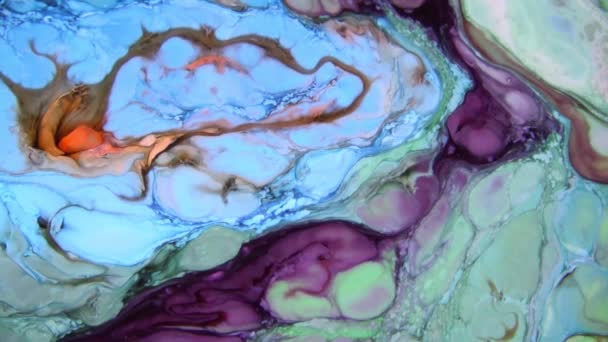 Slow Motion Macro Abstracte Patroon Artistiek Concept Olie Oppervlak Bewegen — Stockvideo