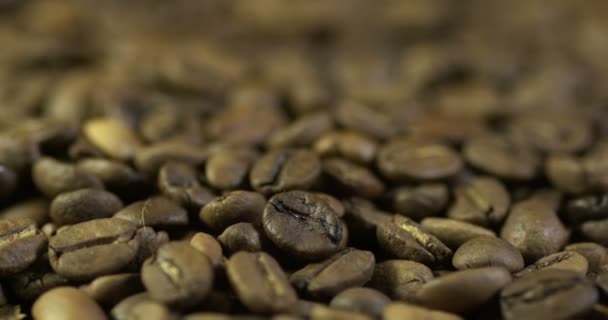 Zeer Mooie Close Coffe Beans Roterende Beelden — Stockvideo