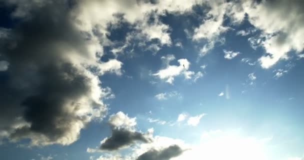 Kümülüs Yağmur Bulutları Hareket Halinde Dramatik Mavi Gökyüzünün Zamanı — Stok video